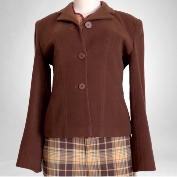 Vintage Charles Gray f/Savvy Wool + Cashmere Blazer Brown SZ S - Picture 1 of 13